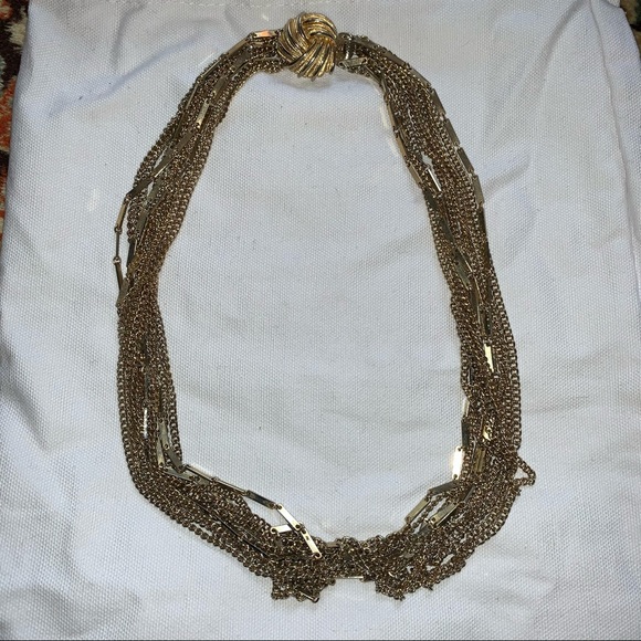 Vintage Gold-Tone Multi Chain Necklace